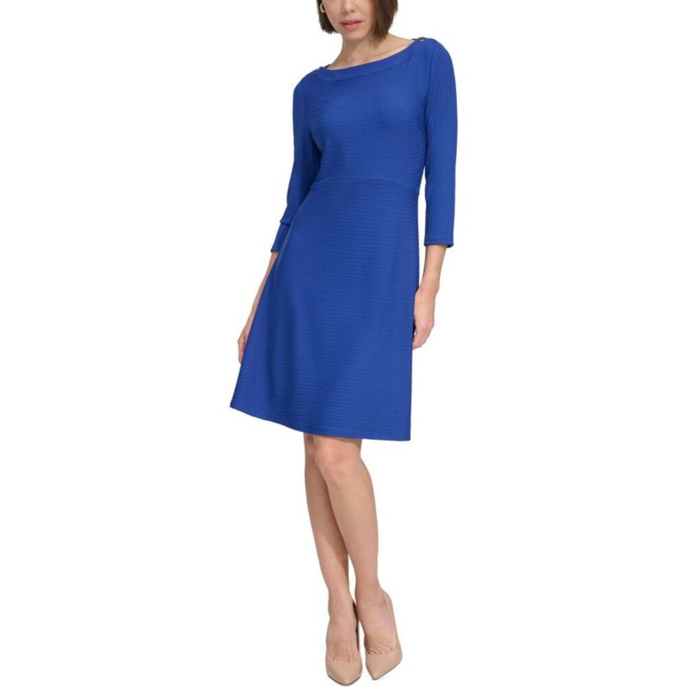 Tommy Hilfiger Womens Petite Ribbed Mini Fit & Flare Dress, NWT